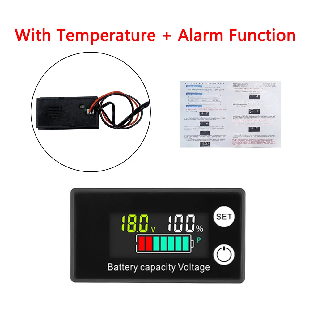 12V 24V 48V 72V Digitaler Batteriekapazitätsanzeiger DC 8V-100V Blei-Säure Lithium LiFePO4 Auto Motorrad Voltmeter Spannungsmesser – Detail 5