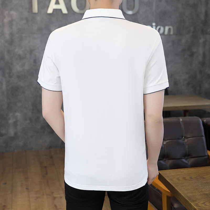 2024 Summer New Men's Short sleeved Lapel T-shirt Letter Print Stripe Polo T-shirt Fashion Pullover High Quality Men's Clothing