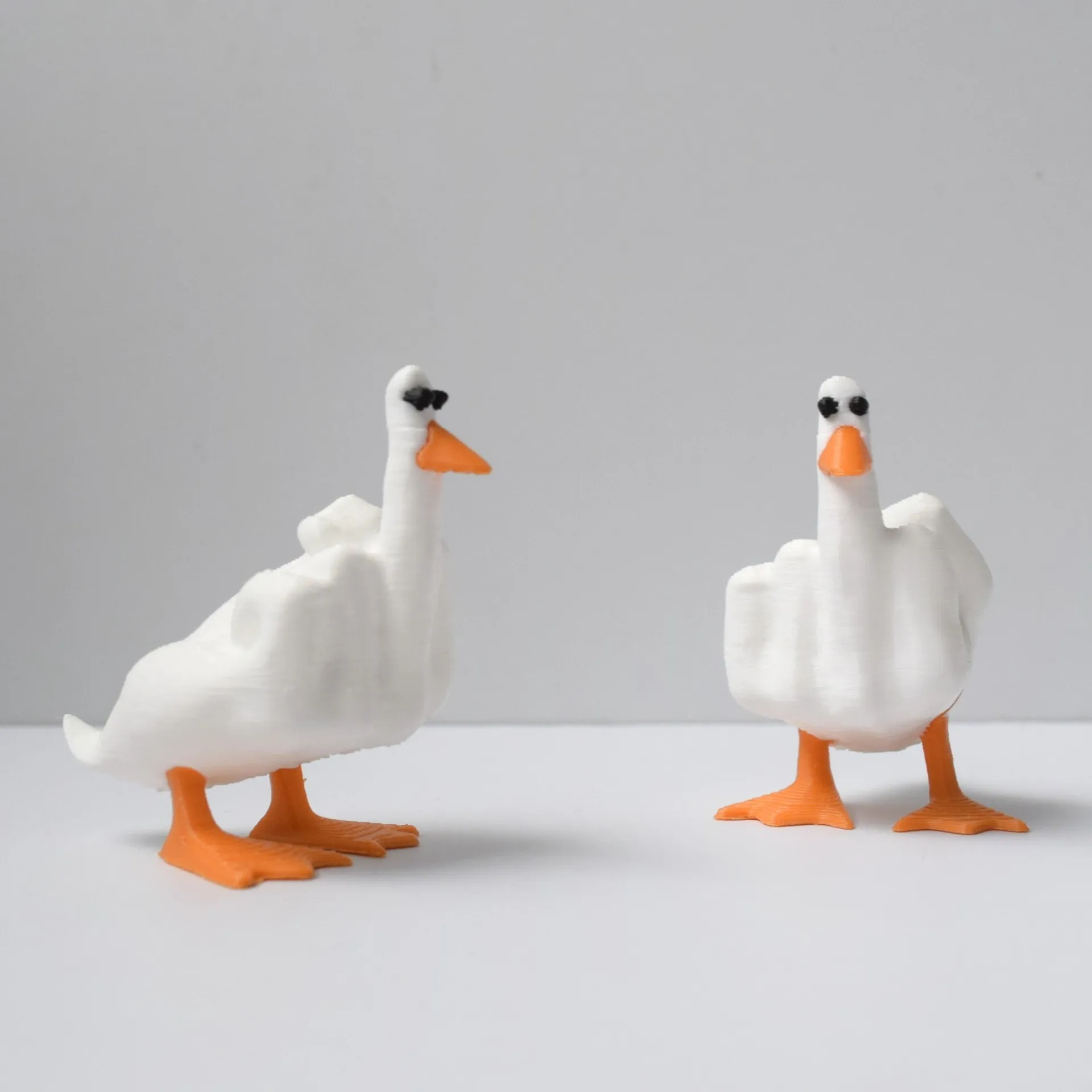 Funny White Orange Middle Finger Duck Toy Statue 3D Printing Toys Creative Desktop Decoration Ornament Halloween Gift
