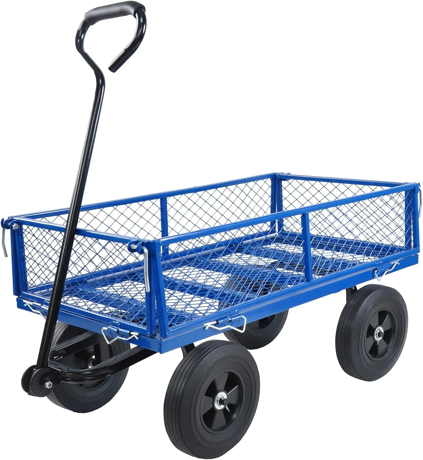 Garden Use, Mesh Steel, Blue, 480 Lbs Capacity, Folding with Removable Sides, Easy Firewood Transport