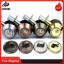 Home Door Gate Single Cylinder Deadbolt Stainless Steel Dead Bolt Door Lock Round-shape Locking Gear  Door  Lock Invisible Lock