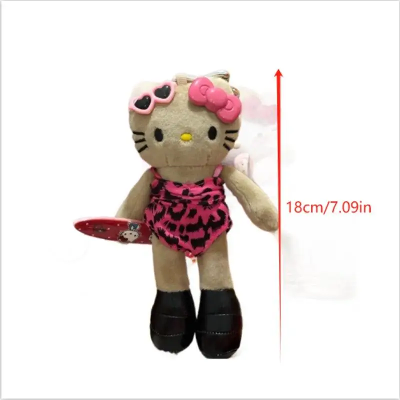 Sanrio Hello Kitty schattig strandvakantie stijl tas decoratie pluche pop knuffel langbenige sleutelhanger hanger meisje cadeau