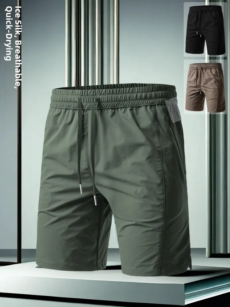 

Ice Silk ort Pants Summer Outdoor Running Pants Breathable Qui Dry Thin Casual Sports Outdoor Five-Pointed Pants
