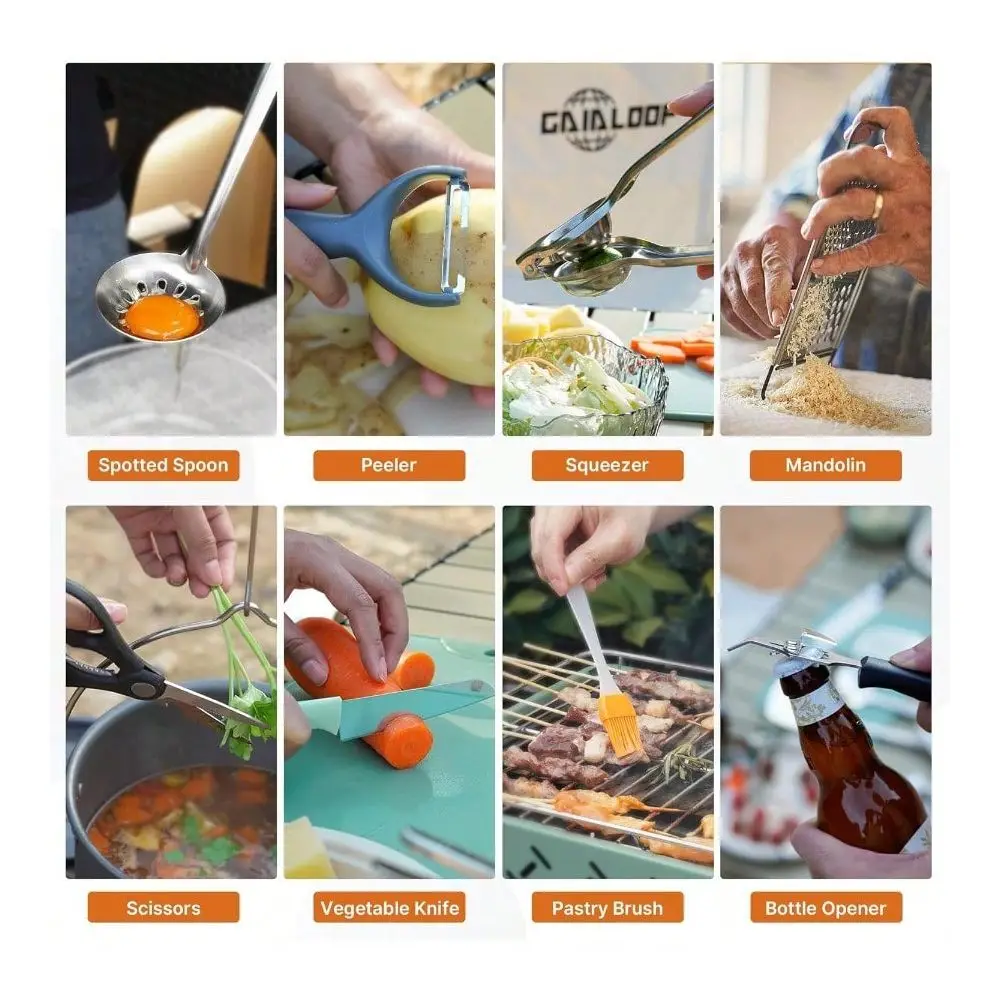 

Cooking Utensils Set Grilling Cookware Camp Kitchen Rotating Marshmallow Roasting Sticks BBQ Forks Portable RV Camping Essentia