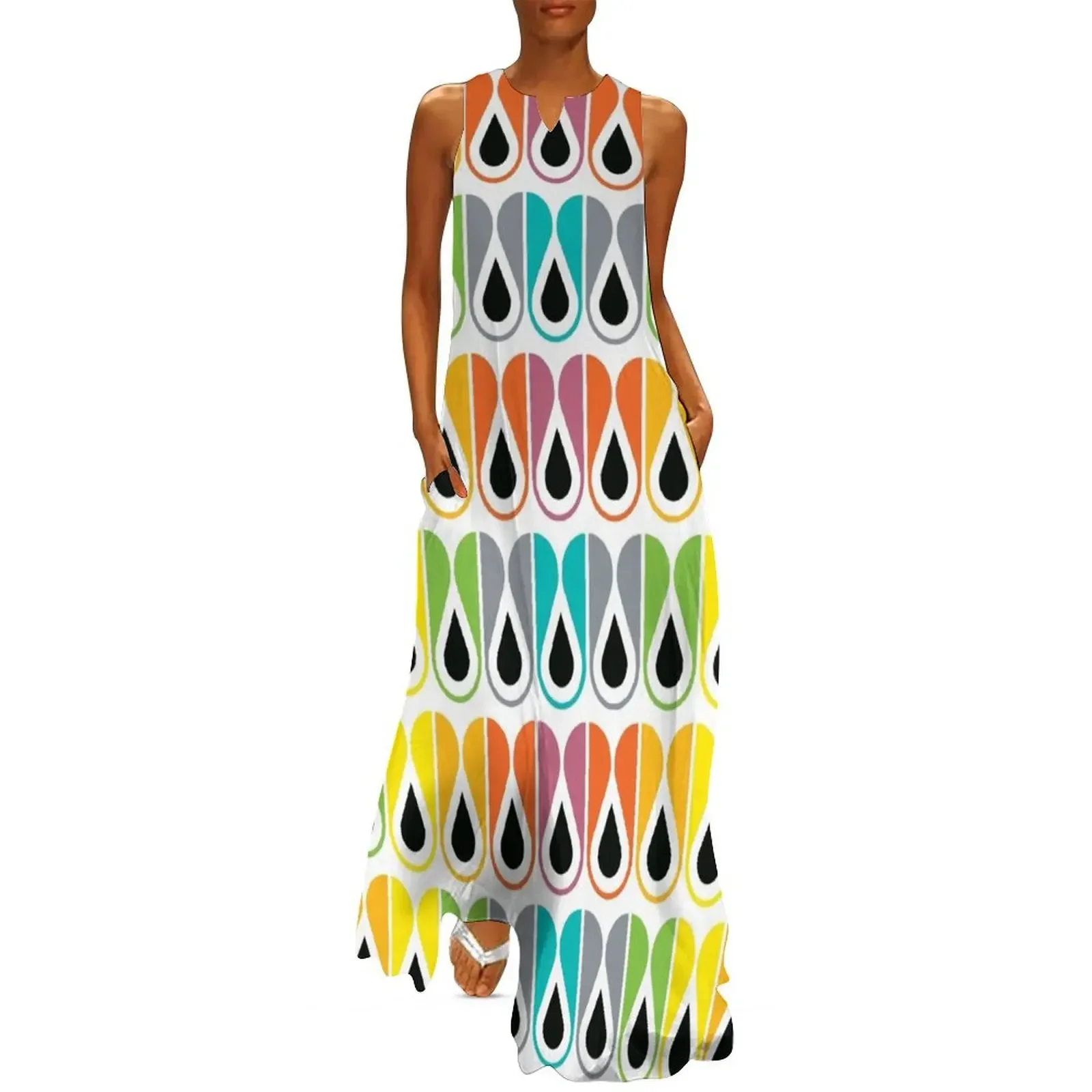 

Scandinavian Pattern 120 (colorful loops) Long Dress dress for women summer woman dress chic and elegant woman