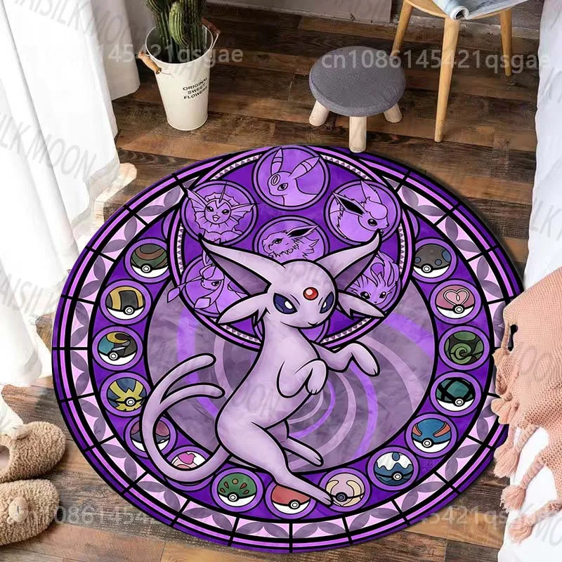 Image of Japanisches Haustier-Sammelspiel E-vee Bedruckter Runder Teppich für Wohnzimmer Schlafzimmer Tisch Stuhl Sofa Heim-Dekoration Luxus-Geschenk