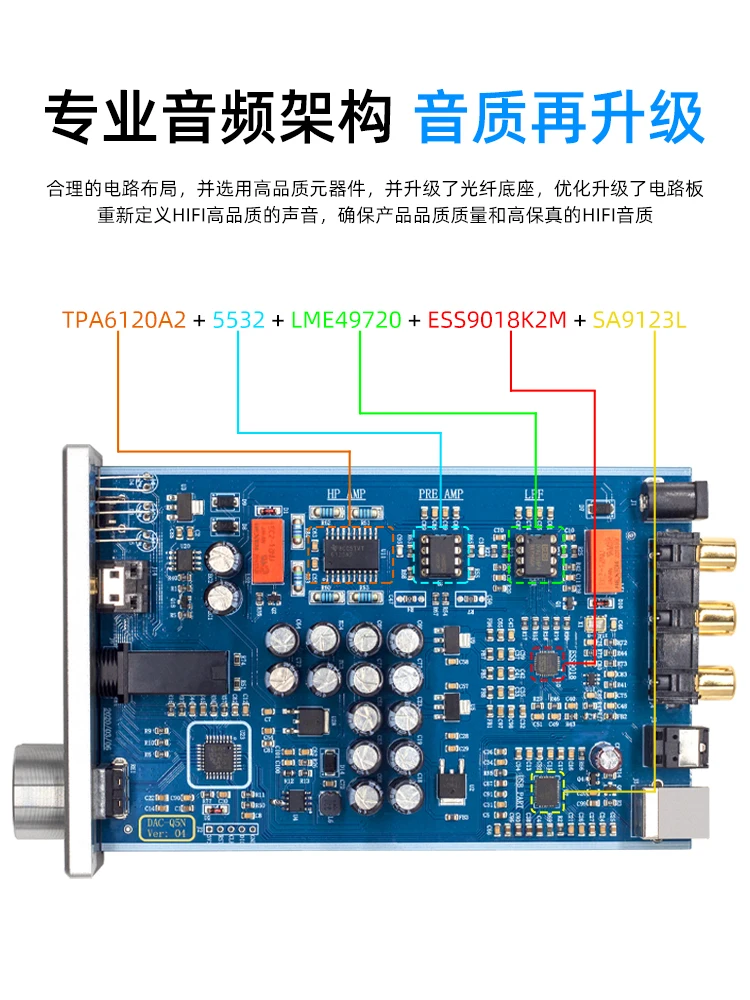 Lossless digital decoder DAC ear put all in one machine 9018 fiber coaxial USB sound card