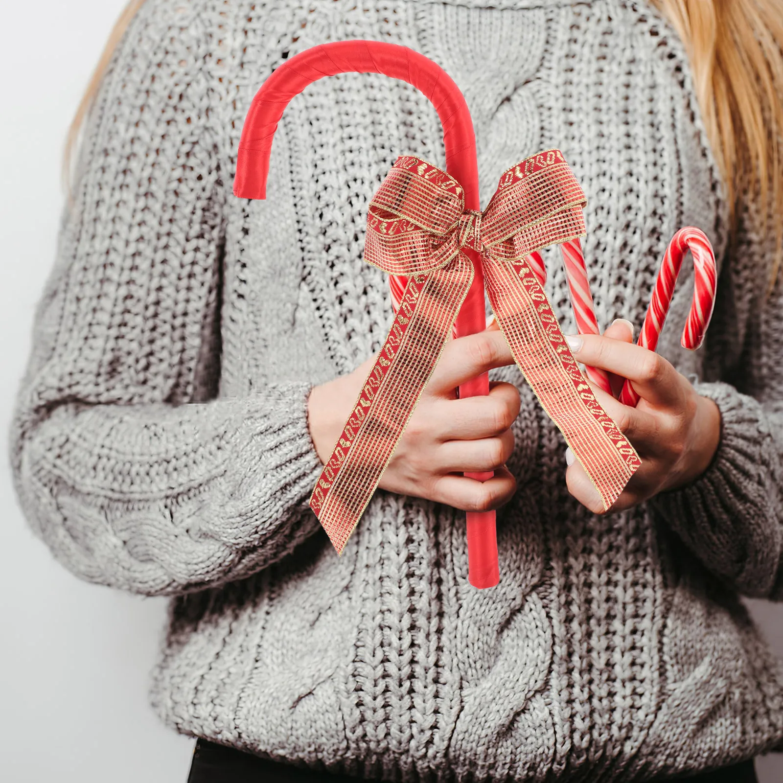 

Bowknot Cane Unique Design Christmas Cosplay Prop Decorative Costume Accessory Holiday Party Stage Performance Plastic