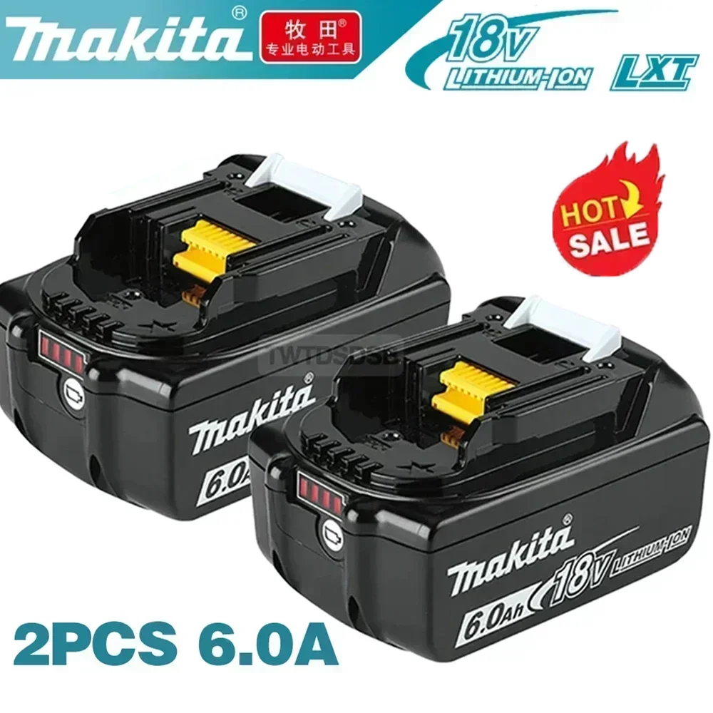 bateria makita 18v recargable de iones de litio para taladro, pila de repuesto Original de 18V, 100% mAh, BL1860, BL1830, BL1850, BL1860B, 6000