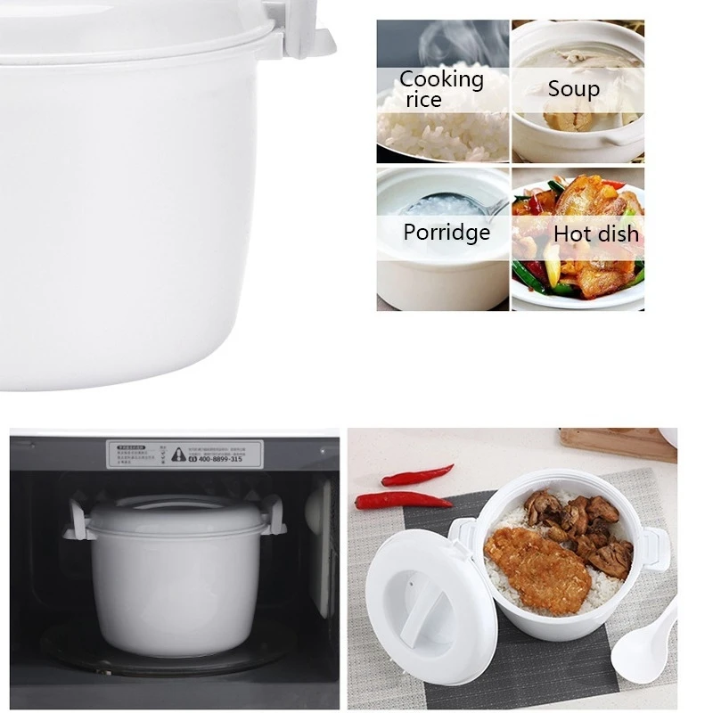 A01V-Microwave Rice Cooker Multifunction Small Lunch Container Microwave Cooker Cookware For Microwave Oven