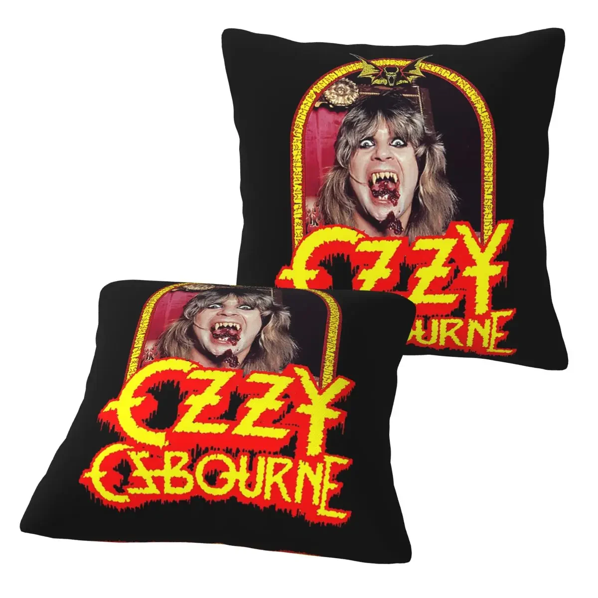 Ozzy Osbourne Merch Prince Of Darkness 2 قطعة غطاء وسادة مربع غطاء وسادة مريح رمي وسادة لغرفة المعيشة المنزلية