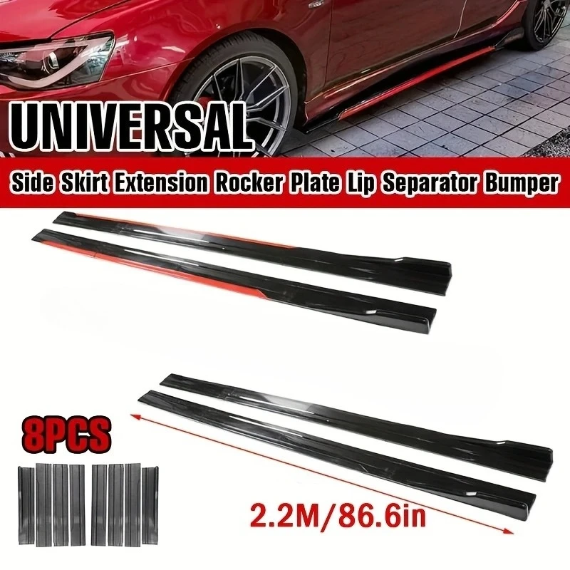 8pcs 2.2M Universal Side Skirt Extension Rocker Plate Lip Separator Bumper For BMW For Mercedes-Benz For Toyota For Volkswagen