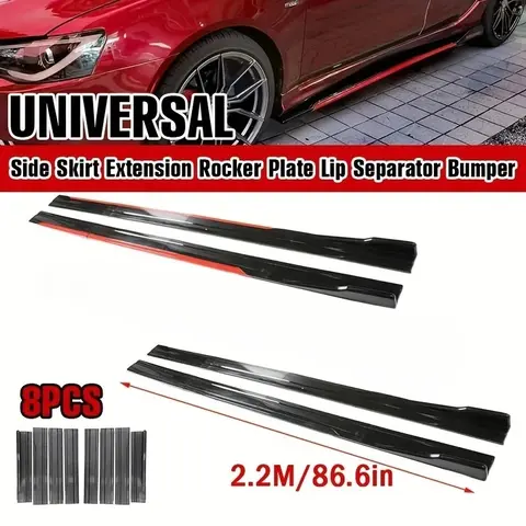 8개 2.2M 범용 사이드 스커트 익스텐션 로커 플레이트 립 세퍼레이터 범퍼 (BMW, 메르세데스-벤츠, 토요타, 폭스바겐 용)