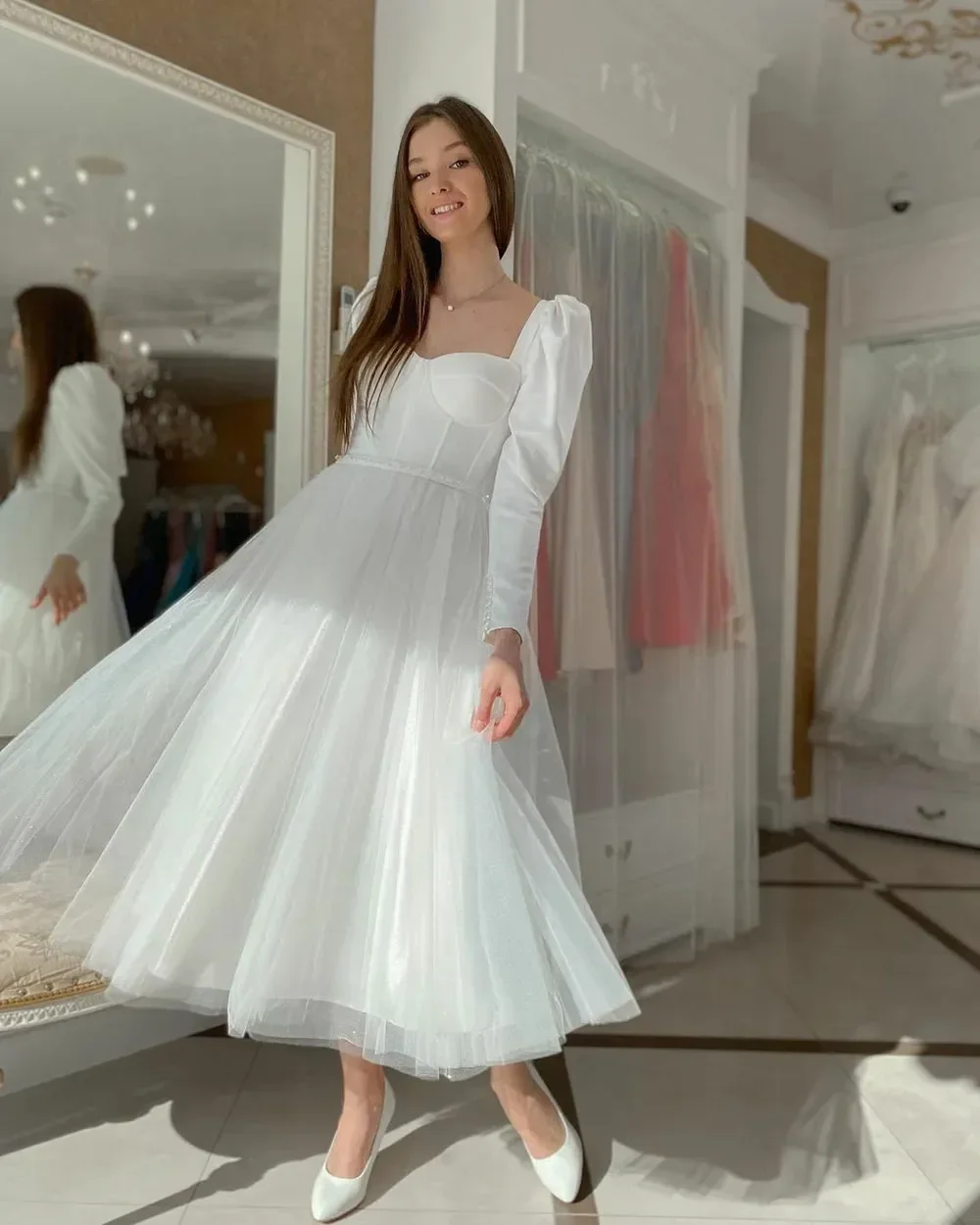 Princess Luxury Wedding Dress Sexy Sweetheart long sleeves with floor length Romantic Beach Elegant Bridal Ball party dress