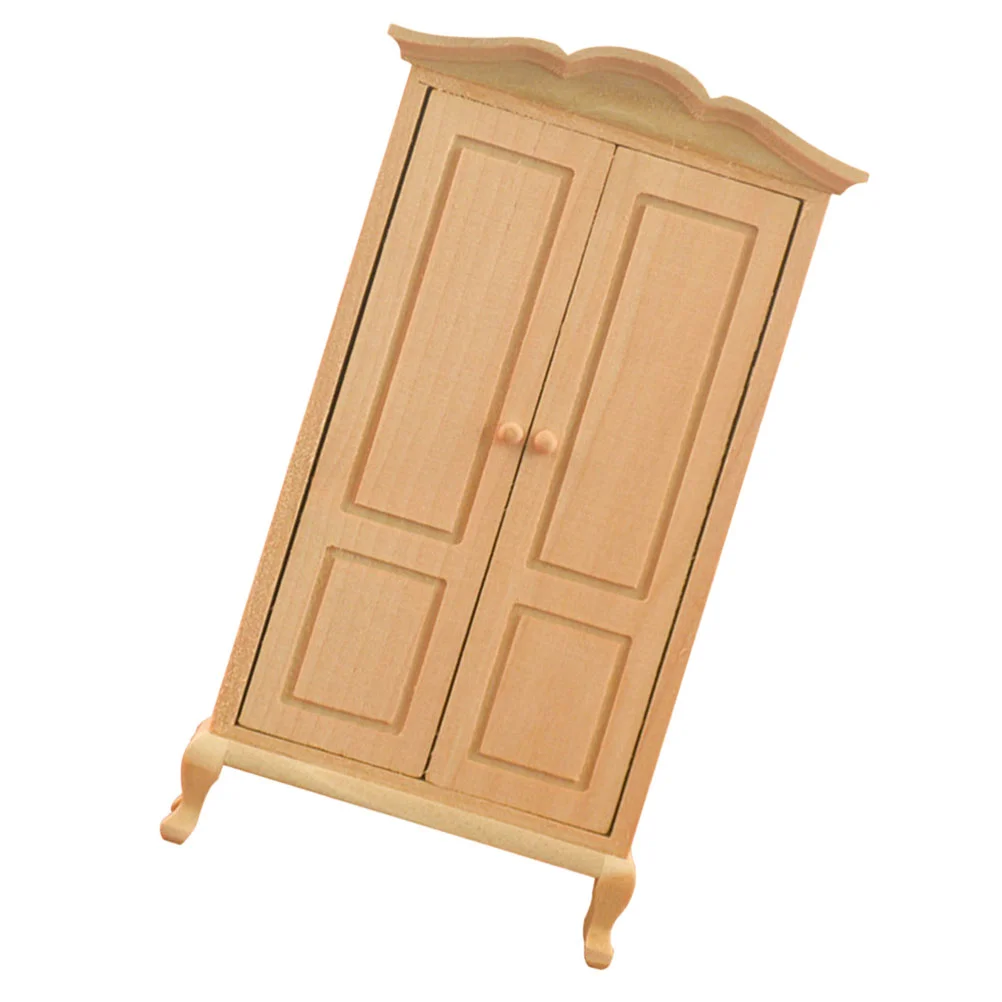 

Dollhouse Double Door Closet Wardrobe Model Toy Mini Decoration Decorate Wooden Crafts