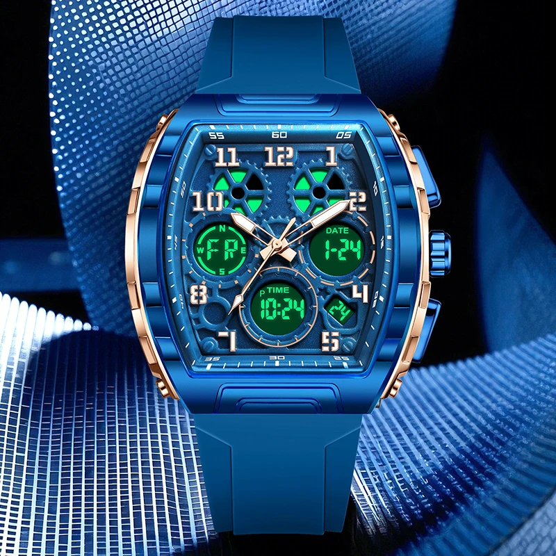 LIGE 2026 Luxury Mens Watch FOXBOX Digital Fashion Quartz Wristwatch Military Waterproof Luminous Watches Men Couple Gifts Reloj