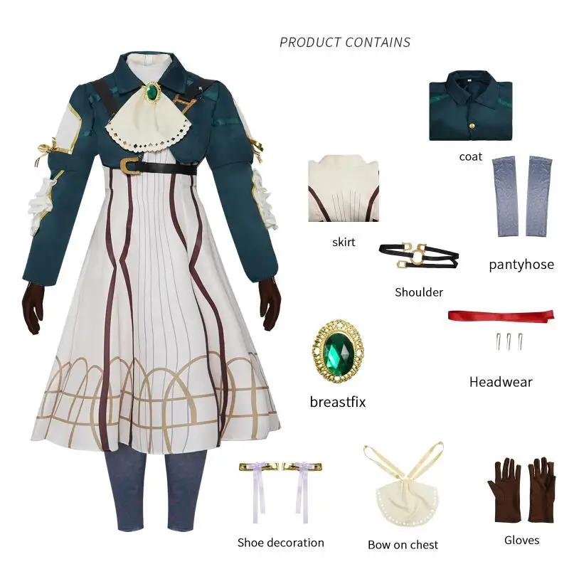 Anime Violet Evergarden Cosplay-Kostüm, Bühnenkostüm, Uniform für Halloween, Karneval, Party, Comic Con
