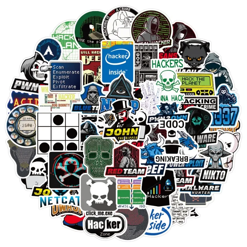 50 ชิ้นการ์ตูน Hacker Doodle สร้างสรรค์สติกเกอร์ตกแต่ง
