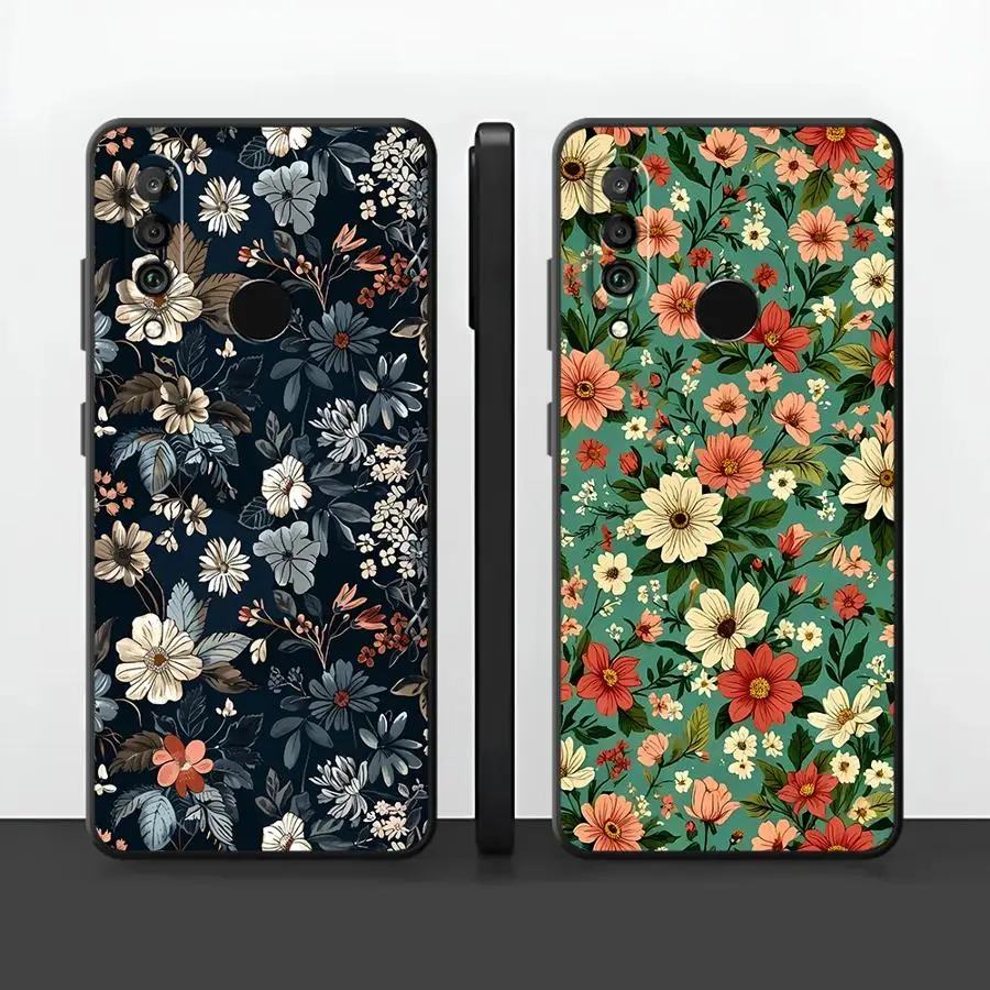 

Чехол для Huawei P30 P20 Pro P Smart 2019 P20 P40 Lite P20 Lite 2018, чехол для телефона с темным цветочным узором