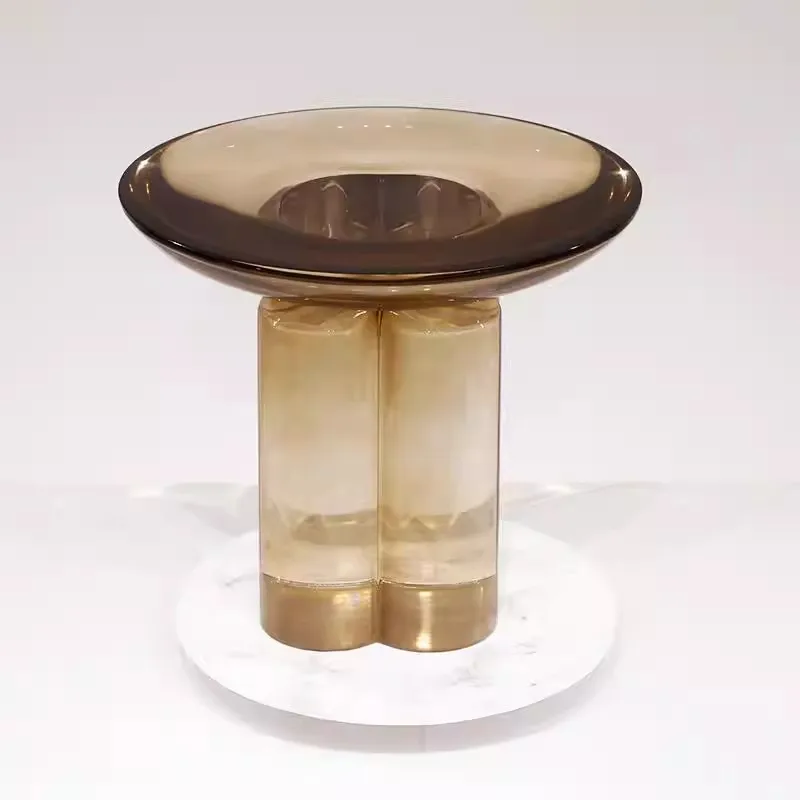 Luxury-Style Hotel Villa Decoration Resin Acrylic Transparent Edge Table Simple Style Furniture Art Design Round Coffee Table
