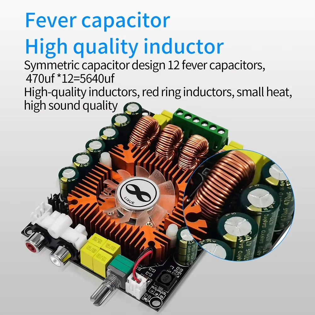 (BOFF) TDA7498E 2.0 High Power Digital Power Amplifier Board 160Wx2 Stereo Amplifier Board Support BTL 220W with Cooling Fan