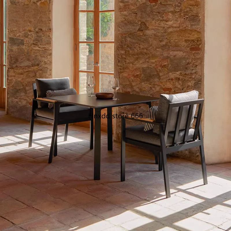Rain and sun protection outdoor balcony milk tea shop rattan aluminum alloy garden simple combination image 4