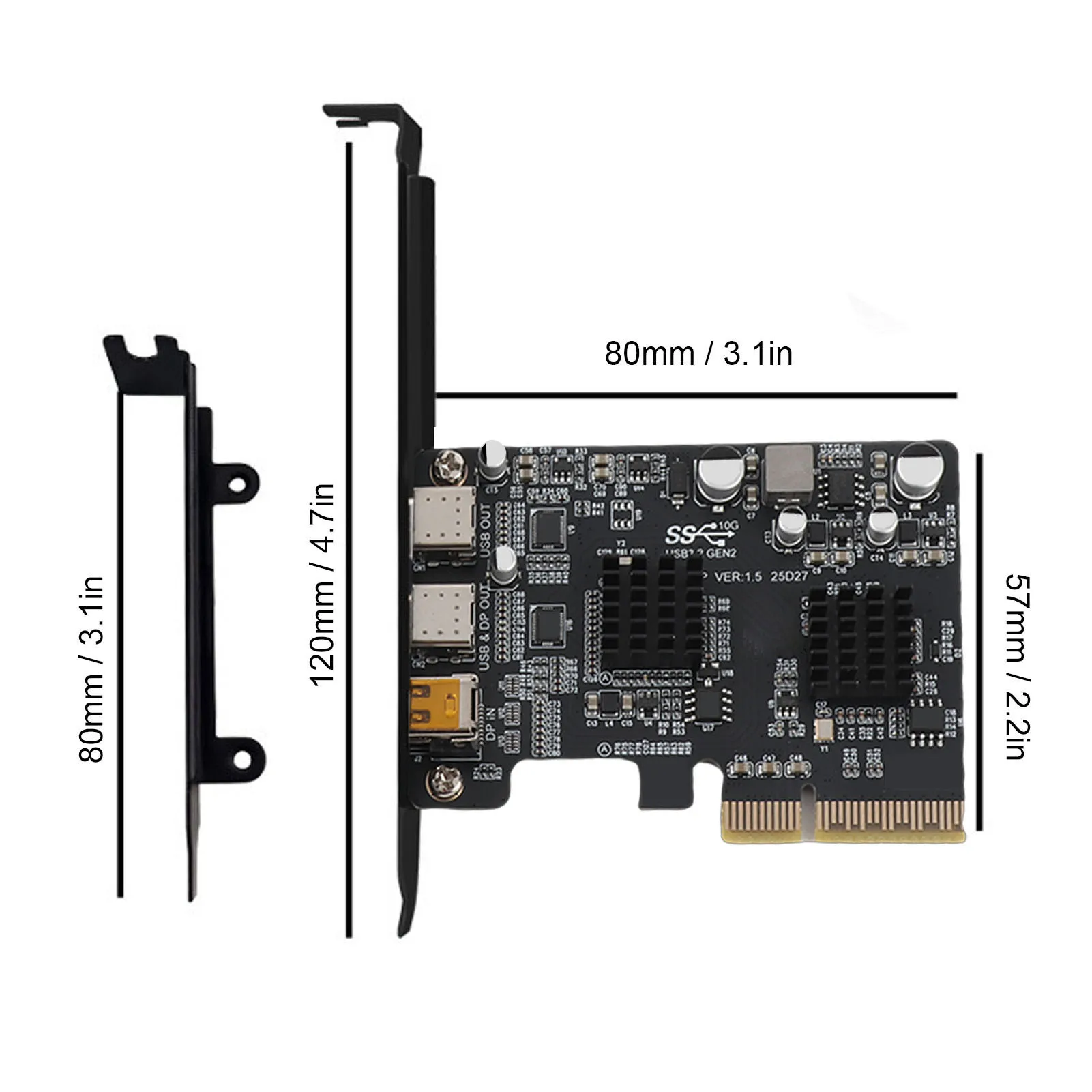 Type-C Expansion Card for Desktop PC USB3.0 10G PCIe Card Support Display Port Video 4K 60HZ PCIE X4 X8 X16 Type-C PCIE Card