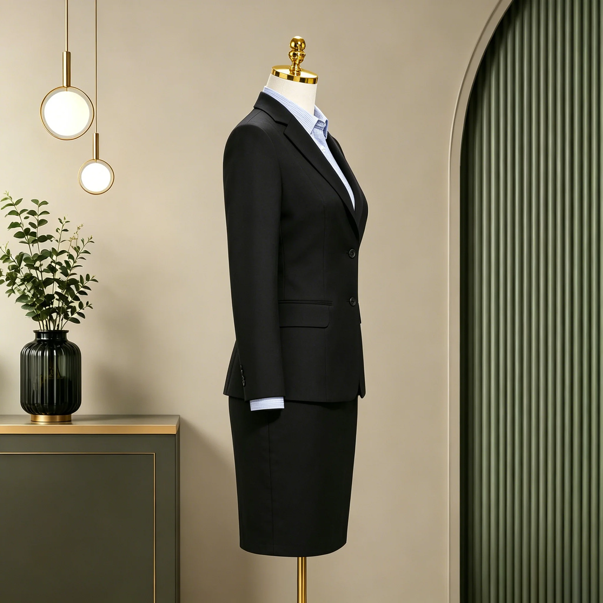 Navy Faux Wool Women Suit Blazer With Trousers Skirt Wrinkle Resistant Office Interview Lady Formal Work Suit Outfit