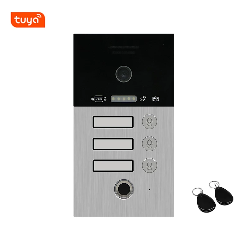 Fingerprint IP Wifi Video Door Phone Intercom Ring Doorbell For 1/2/3/4 Houses Multi Apartments App Control Tuya Smart