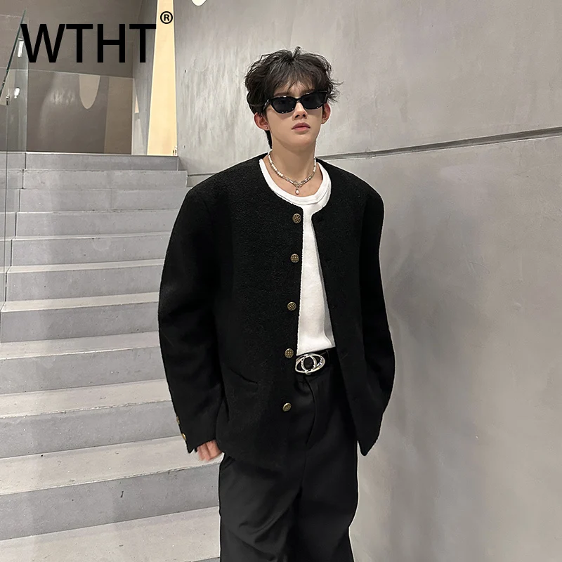 

WTHT Fashion New 2025 Autumn Men's Solid Color Loose Casual Coats Trendy Long Sleeves Single Breasted Jackets Male 2A2213