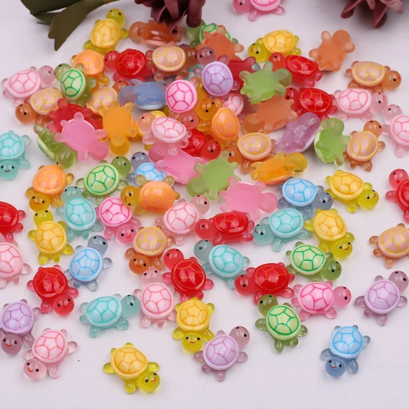 50Pcs Cute Miniatures Turtle Ornaments Glowing in The Dark Mini Luminous Turtle Micro Landscape Kids Toys Decor DIY Accessories