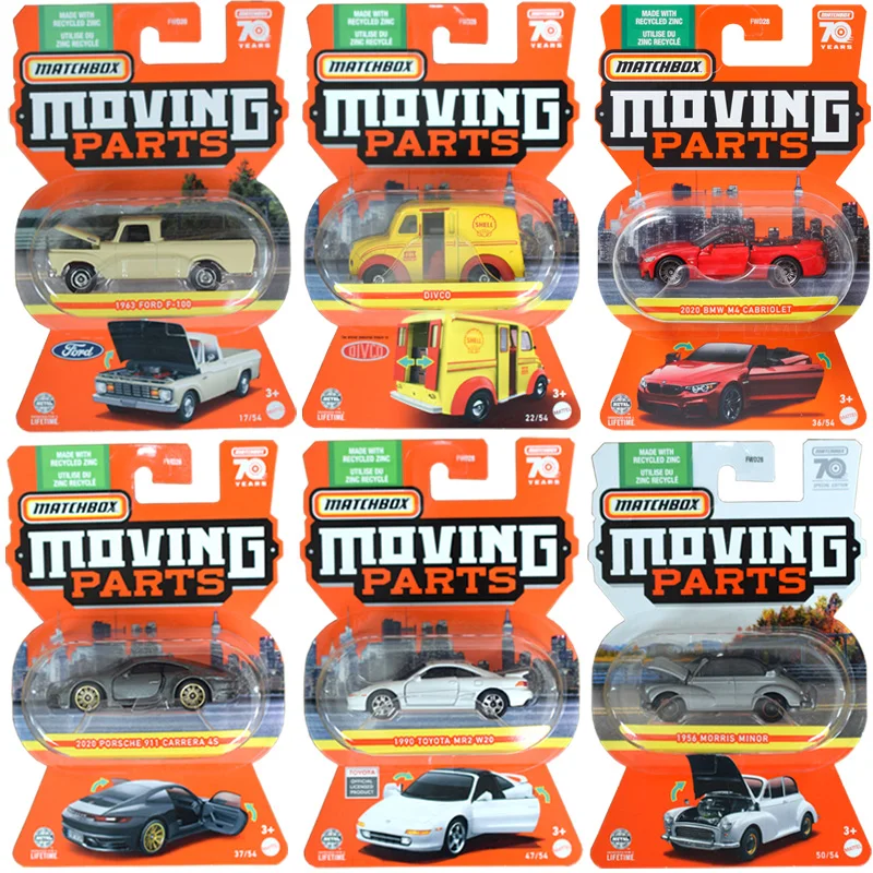 2023 MATCHBOX Moving Parts 1:64 divco Ford F-100 PORSCHE 911 Morris M4 MR2 Door Openable Metal Diecast Model Car Collection Toys