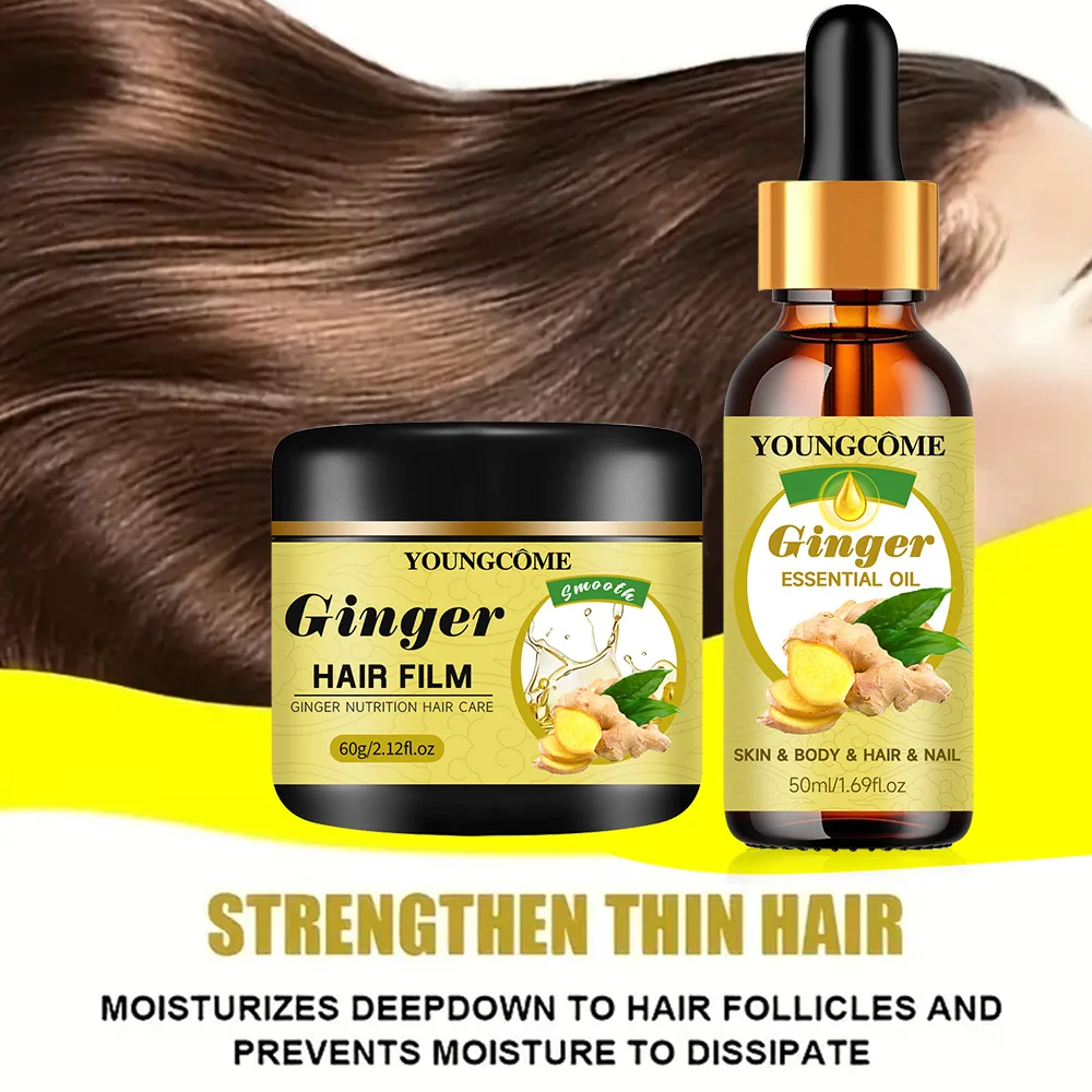 100% زيت الزنجبيل النقي العطري لنمو الشعر مجموعة الزنجبيل الطبيعي علاج طبقة الشعر لتقليل تساقط الشعر وتقوية الجذور 2 قطعة #1