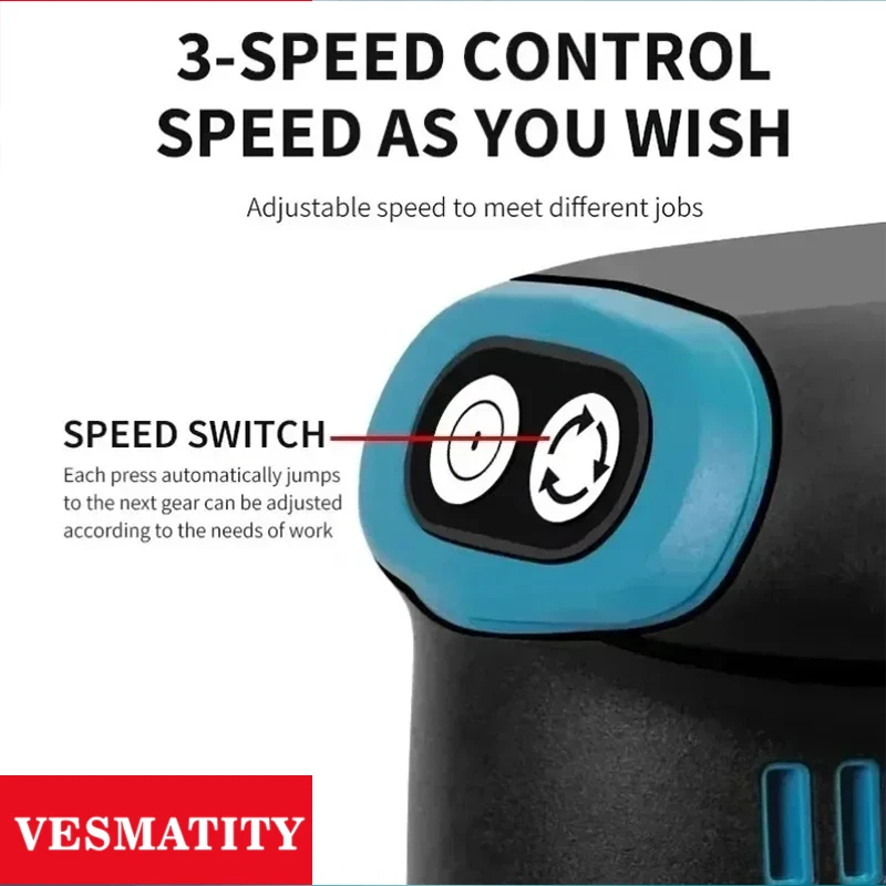 DBO180Z VESMATITY 125mm Cordless Random Orbit Sander 3 Speed 7000-11000 OPM for 18V-20V Battery Woodworking Tool