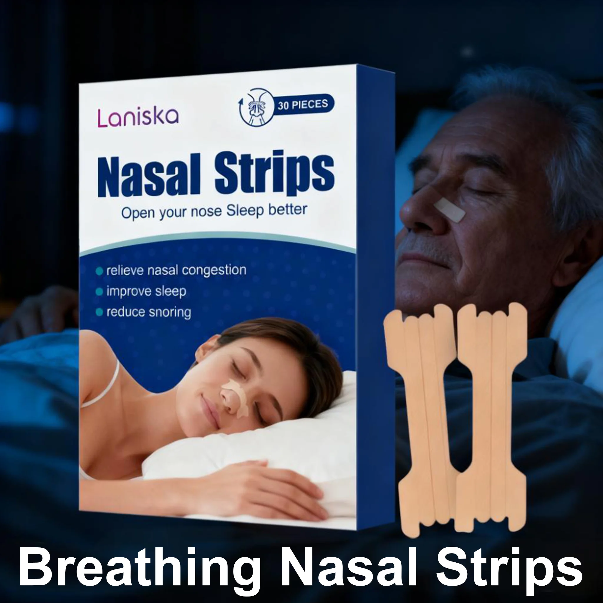 Anti Snoring Nasal Strips Reduce Snoring Improve Sleep Quality Nasal Dilator Stickers Better Breathing Nose Patches for Sleeping