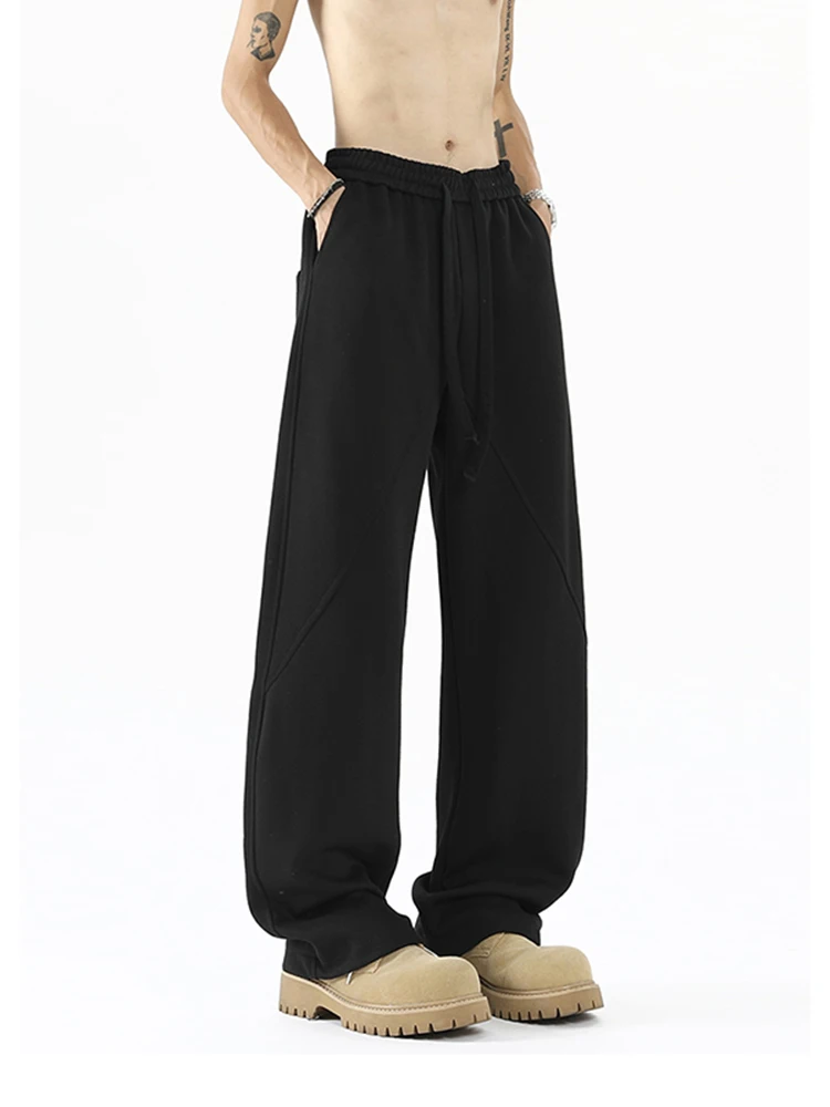 

Мужские повседневные брюки Bla American Sle с изогнутым кроем, на флисовой подкладке, с высокой талией, широкими штанинами, прямого кроя, для осени и зимы