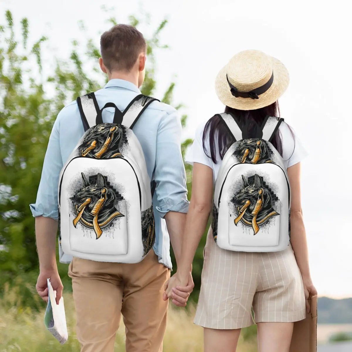 

God Anubis Egypt Backpack Student BookBag Children School Bag Computer Shoulder Bags for Men Women