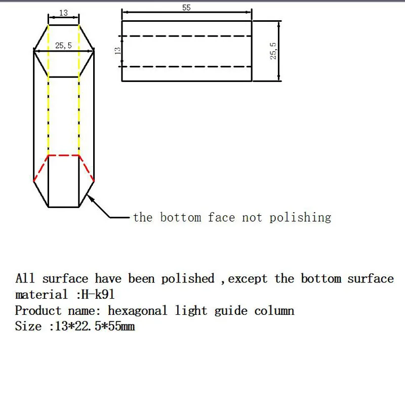 Optical Glass Prism Hexagonal light Guide High Quality Optical Materials N-Bk7 For Experiment