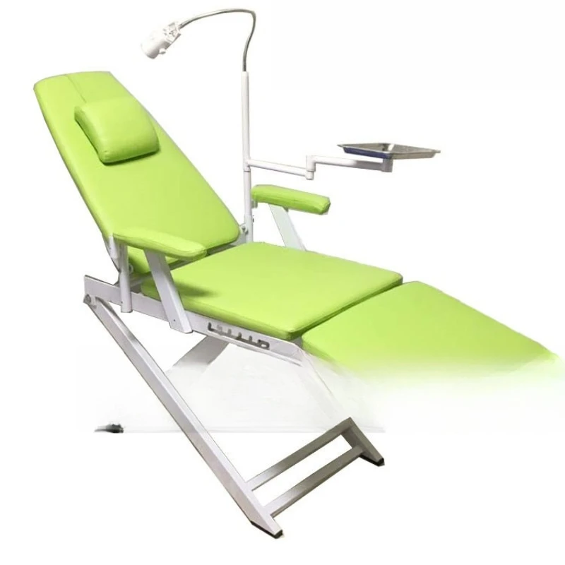 Light Chair Free Clinic Portable Simple Dental Chair Work Desk Folding Chair with Light Strip Spittoon