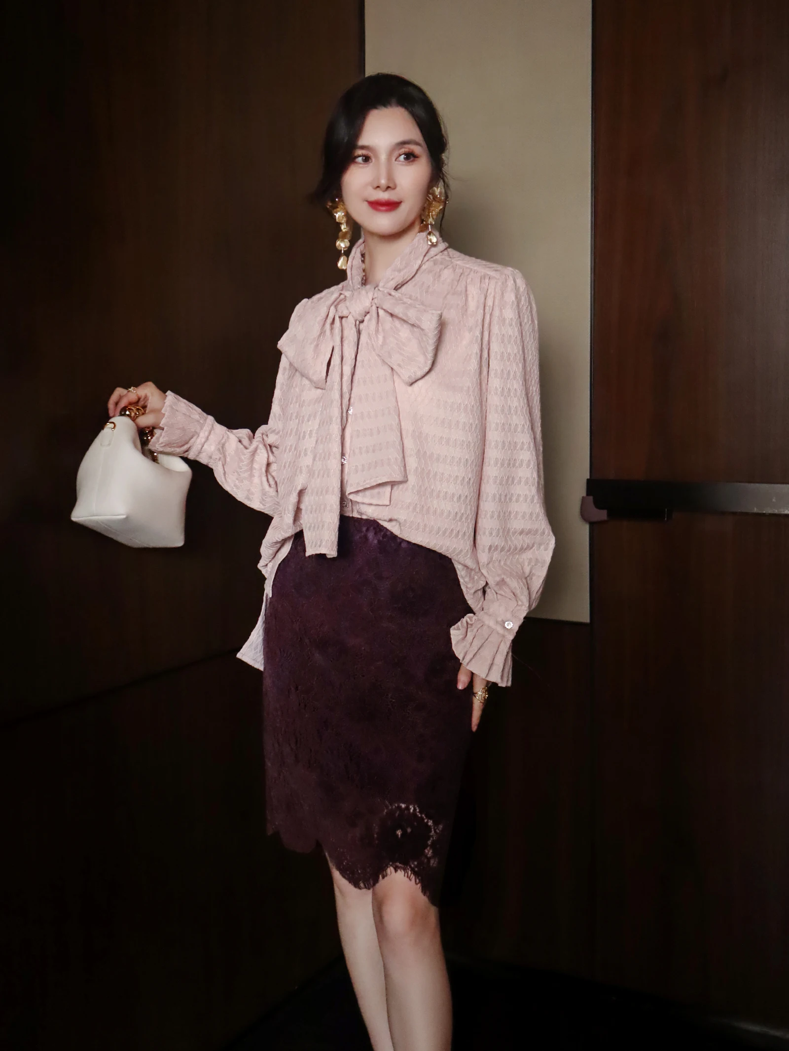 

Женская универсальная блузка Ele Knot Long Sleeve для повседневной носки, дышащая, из полиэстера, свободного кроя, весна 2026