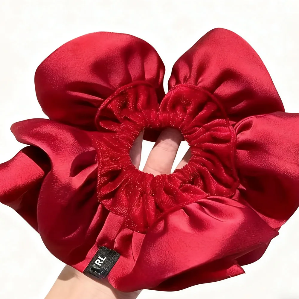 

1pc Large Floral Hair Loop With Satin Texture Fluffy Headband French Elegant Coiled Hair Large Intestine Headband Accessory