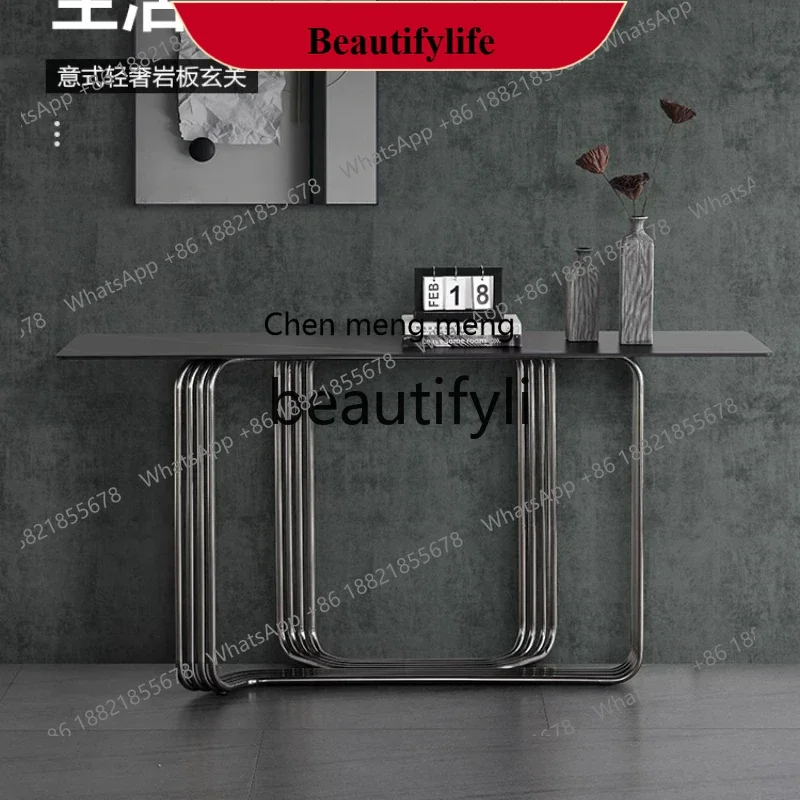 

D178 Italian light luxury rock slab entrance table, modern simple aisle, marble entrance entrance table