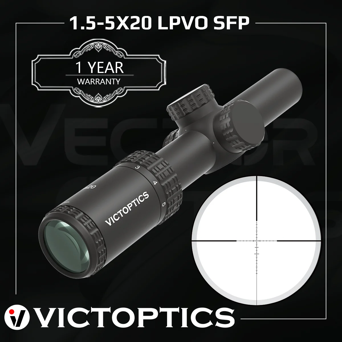 Victoptics 1.5-5X20 Lpvo SFP Hunting Riflescope Optical Sniper Scope Outdoor Hunting Hd Aseismatic Single Barrel Scope