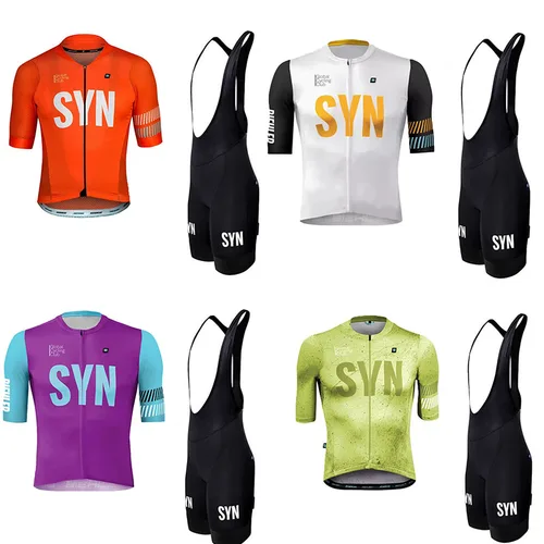 SYN-ropa de ciclismo para hombre, jersey de verano con babero, camisa de ciclismo de carretera, transpirable, de secado rápido, absorbe el sudor