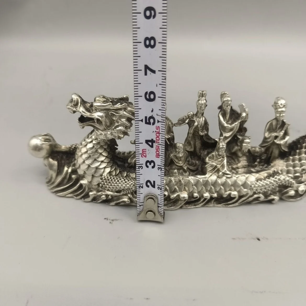 Eight Immortals Dragon Boat Silver Plated  Cross the Sea Statue Decoration Eight Statue Living Room Office Home