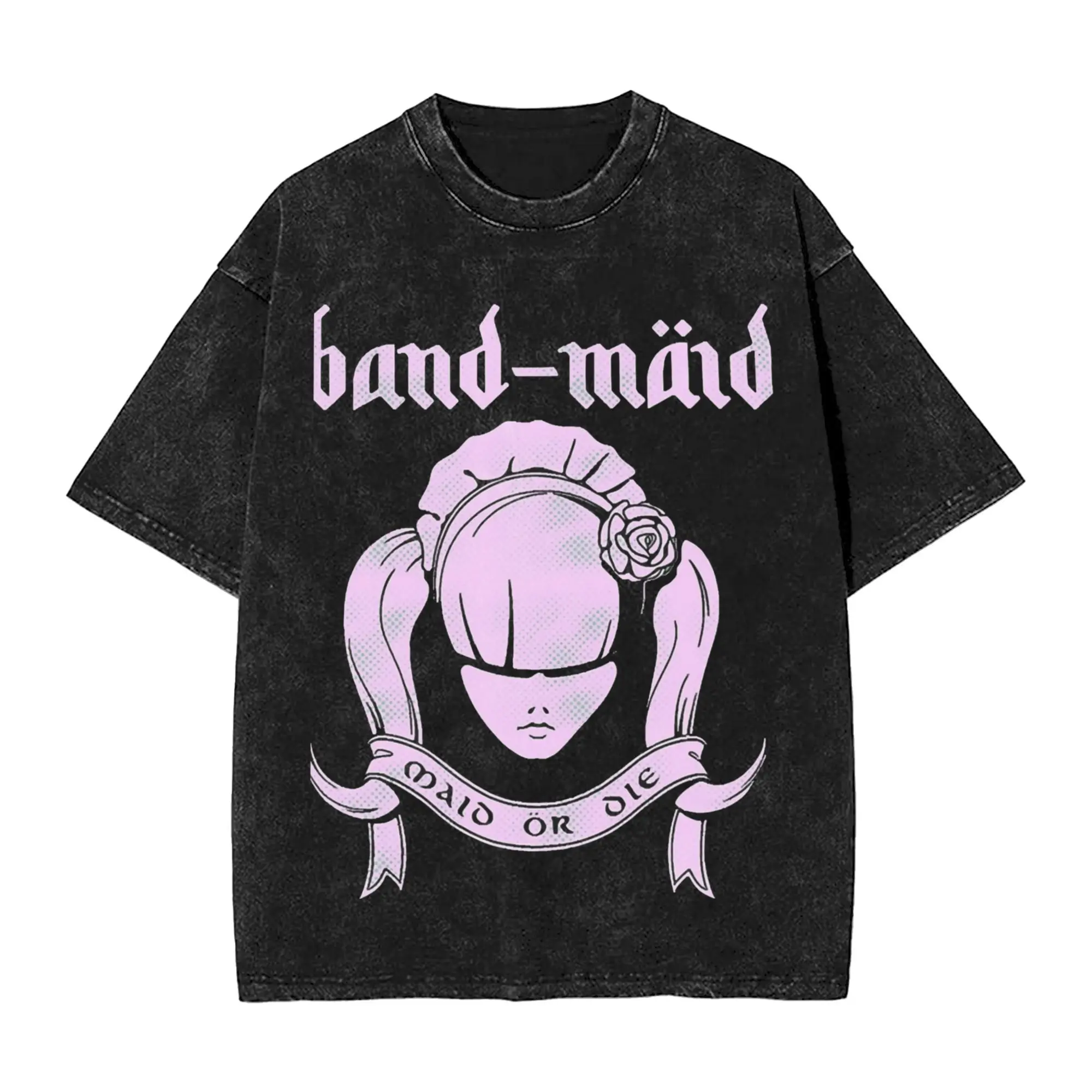 

Футболка Band Maid в стиле хип-хоп, потертая футболка с коротким рукавом в стиле Харадзюку, повседневная футболка для мужчин и женщин, топы, уличная футболка с графическим рисунком