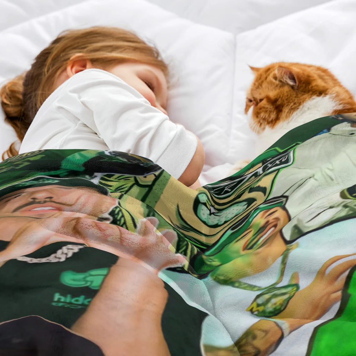 Customize ZLIENSZUS Ferxxo Feid Singer Flannel Blanket - Soft All-Season Throw with Vibrant Printed Design, Lightweight & Durabl