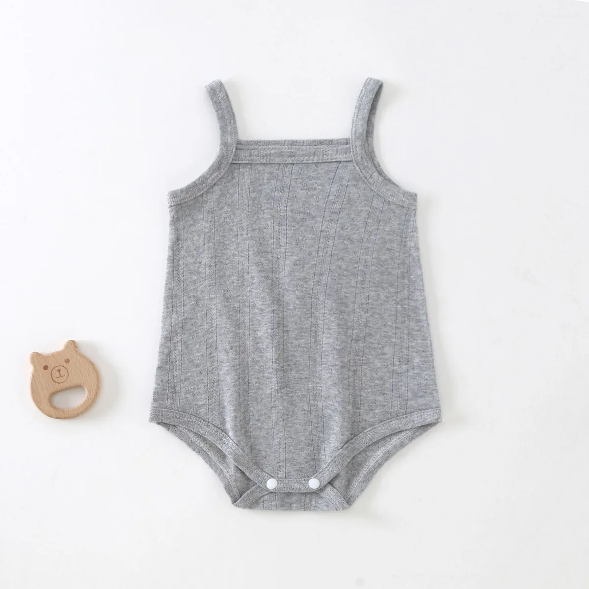 Newborns Summer Lightweight Cool Strappy Onesie 0-18M Baby Boy Girl Pure Cotton Breathable Romper Infant Daily Knit Bodysuit