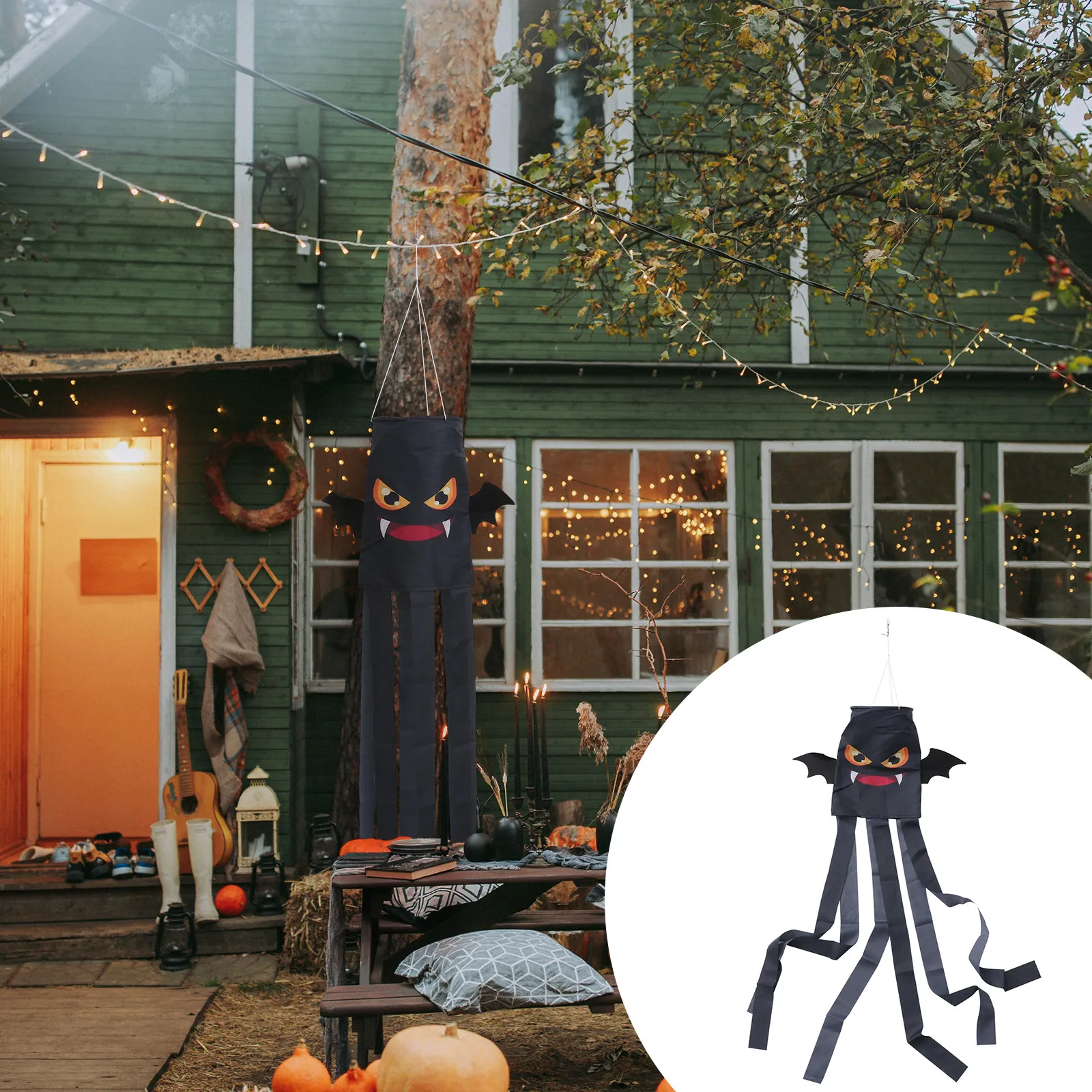 1Pcs Wind Direction Flag Halloween Ghost Windsock Outdoor Hanging Decor Halloween Party Accessory Hanging Ghost Windsock