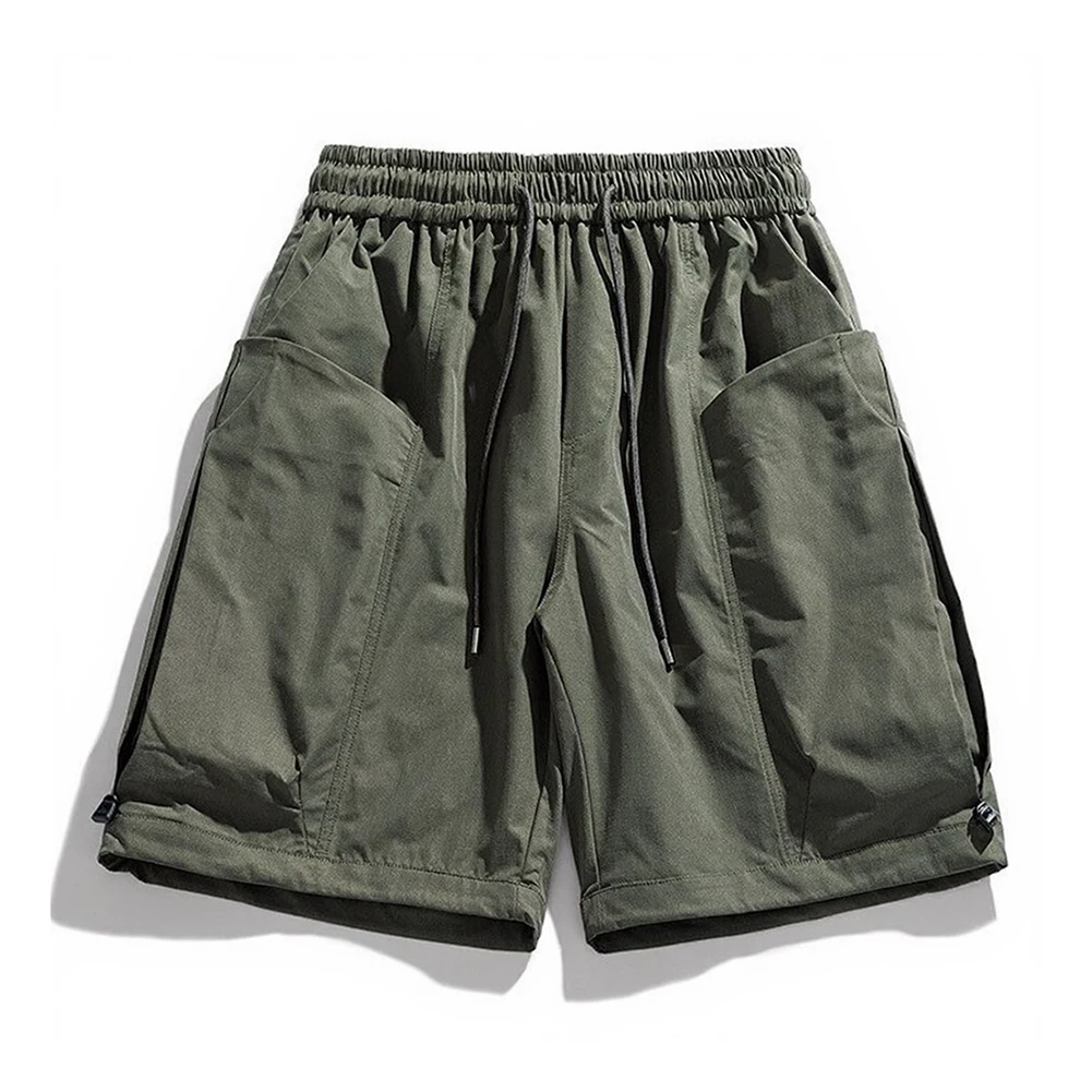 Knee Length Quick Dry Men's Sport Shorts Lightweight Polyester Breathable with Wide Entry Pockets Five Minute Cut